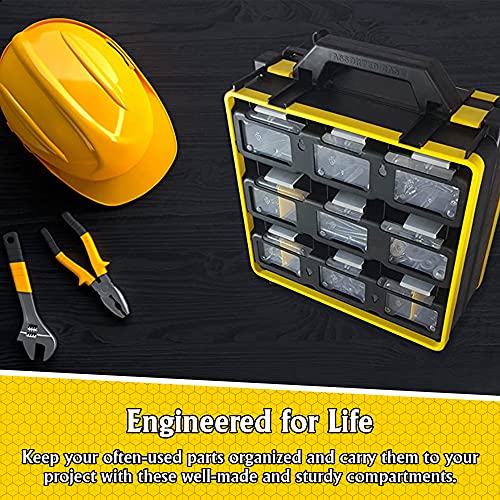Hardware Tackle Box storage with Patented Removable Compartment Organizer and Reversible Carrying Case for Screws, Nuts and Bolts, WVE9420