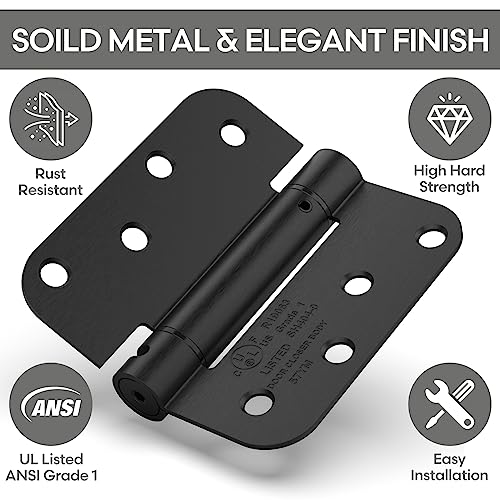 2 Pack 4 Inch Self Closing Door Hinges, Gloss Black - size: 4" (2 Pack)