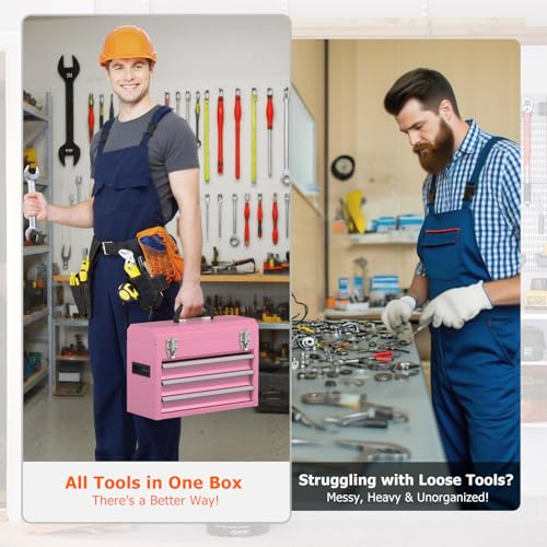 Portable Metal Tool Box - color: Pink
