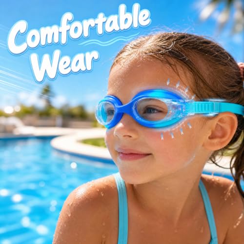 Good Anti-Fog Swim Goggles for Kids 3-15, Boys, Girls, Youth Toddler - color: Pink, Purple
