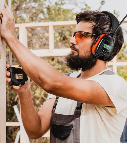 AM FM Radio Hearing Protection Earmuff, Bluetooth 5.4, 30SNR - color: Am/Fm+ Bluetooth-orange