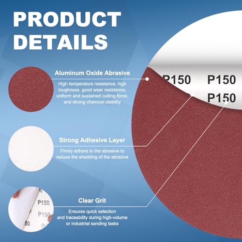 3 Pack 10 Inch PSA Sanding Discs 120 Grit Aluminum Oxide Red - size: 120 grit