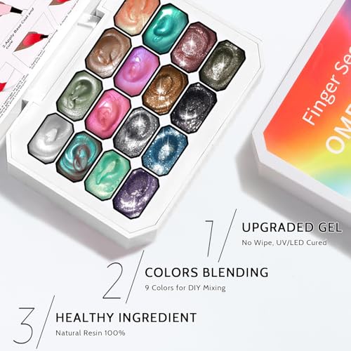 Glitter Pat Gel Ombre Nail Polish Palette, 16Colors Aurora Mermaid Nail Art - color: 16 Colors E