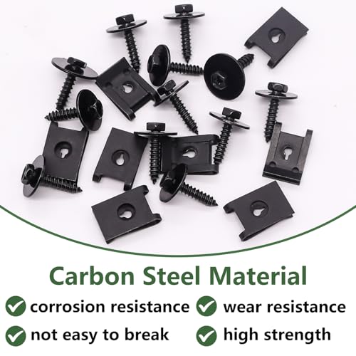30Pcs M4.2 Automotive Body Bolt & U-Nut Clips Kit, Multipurpose Fender Bolts Body Fastener Clips for Most Cars Bumper Engine Splash Shield - color: Black-M4.2