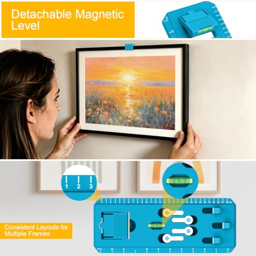 Picture Hanging Kit with Level Picture Frame Hanging Kit Tool, Blue