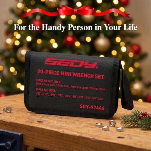 Premium Midget Wrench Set - 22-Piece Mini Combination Wrench Set Metric & SAE Ignition Wrench Sets 4-10mm & 5/32'' to 7/16'' Lightweight Small Carry Pouch - color: 22-pc Small Wrench Set