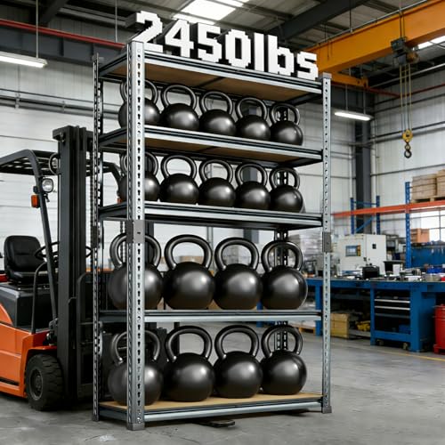 Storage Shelves, 2450LBS Heavy Duty Shelves for Garage Storage, 5-Tier Adjustable Boltless Metal Storage Shelf for Kitchen Warehouse Utility Room, 30" Wx12 Dx62 H, Black - size: 30"Wx12"Dx62"H