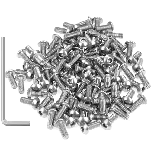 105 Pieces M4 x 10mm Button Head Socket Cap Screws, Thread Pitch 0.7mm, Sutemribor M4 Screws, 304 Stainless Steel, Fully Threaded, Silver - size: M4 x 10mm, style: Button Head