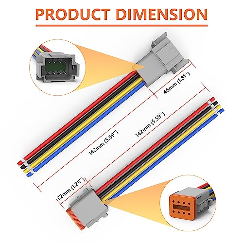 Deutsch DT 8 Pin Connector 2 Sets - 8 Way DT Automotive Waterproof Male Female Plug Wiring Harness for Car, Truck, Boats, LED Work Light, 16 AWG. (2 Sets 8 Pin, Grey) - size: 8-pin