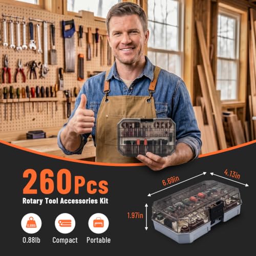 Katerk 260-Piece Rotary Tool Accessories Bit Set Compatible with Dremel