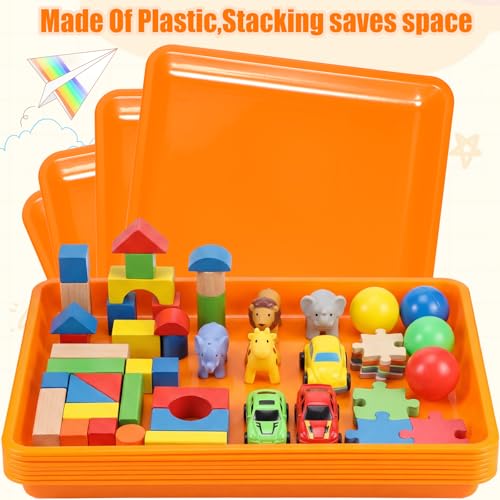 Maitys 15 Pack Plastic Art Trays 12 x 16 Inch Sensory Trays, Orange - color: Orange