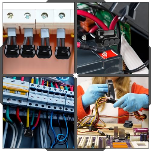 Kanayu 5 Pcs Black Insulated Multi Cable Connector, 3 Ports Electric Wire Connectors and Soldering Lugs, Single Side Entry Cable Splicers, with Oxide Inhibitor (2-14 Wire Range,1.98" X 1.30") - size: 2-14 Wire Range,1.98" x 1.30"