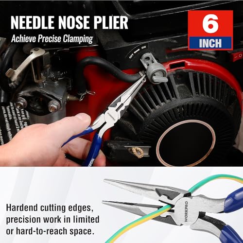 WORKPRO Pliers Set, 3-Piece Plier Tool Set with Soft Handle - color: Blue