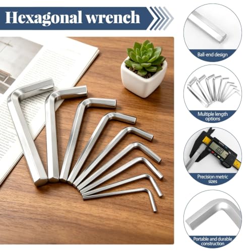 9-Piece Metric Allen Wrench Set, 1.5-10mm Chrome Vanadium Steel Hex Key Set, Standard Short Arm Allen Ball End Wrenches Sets for Mechanical, Bike, Furniture Repair - color: Short Arm Chrome Plating Set