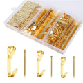 210Pcs Picture Hanging Kit with 20LB/30LB/50LB, Wall Hook with Nails for Hanging Picture, Metal Hangers Hook for Drywall & Wooden Wall - color: Gold