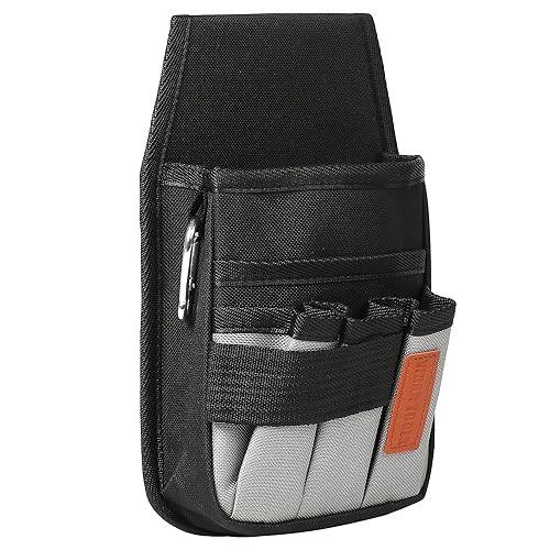VIDAR TOOLS Small Tool Pouch with Belt Clip,Tool Belt Pouches,Electrician Tool Pouch.Mini Organizer Pocket Attachment for Tool Belt,5 Pockets and Heavy-Duty Metal Belt Clip Attachment.… - style: 6.3 IN
