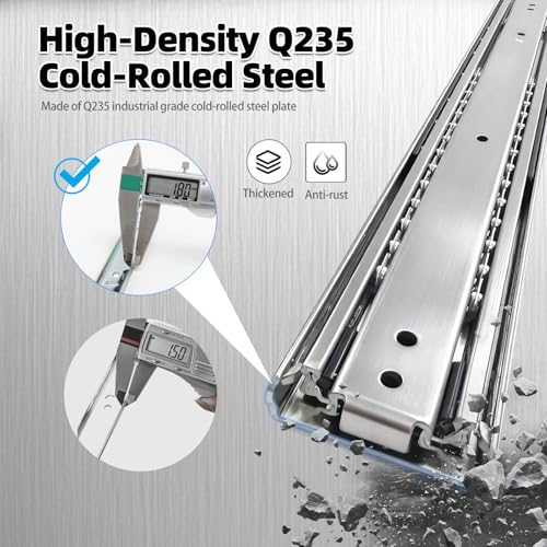Thickened 200Lbs Heavy Duty Drawer Slides 1 Pair 32 Full Extension Ball Bearing Sliding Rails Kitchen Cabinet RV Runners Shelf Tool Box Tracks Glides (1/2" Thick, 32" L) - size: 32inch, style: W:51mm