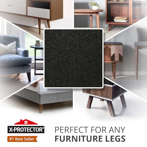 X-PROTECTOR Felt Furniture Pads - 12 PCS 3" - Felt Pads Floor Protectors - size: 3" 12 Black, Square