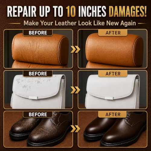 Vigorder Leather Repair Kit for Furniture, Vinyl Repair Kit - Easy DIY Solution to Fix Scratches, Tears, Holes, and Peeling