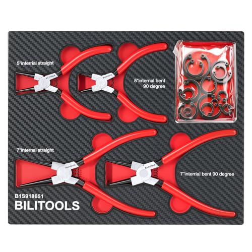 BILITOOLS 4PC External Snap Ring Pliers Set, 5" & 7" Circlip Kit - size: 5'' & 7'' External Snap Ring Pliers Set