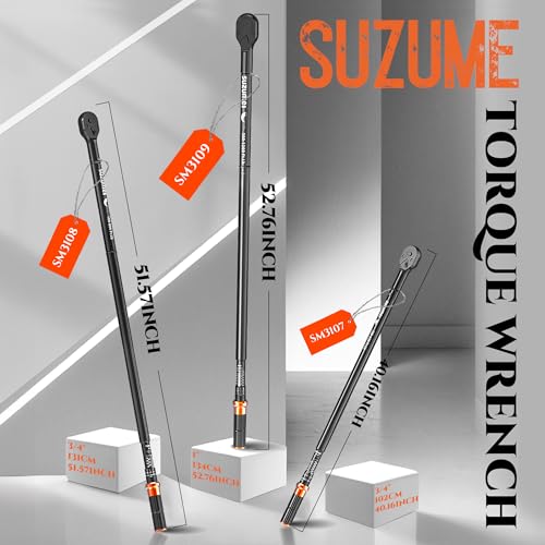 SUZUME 1 Inch Torque Wrench Loud Click (200-1200 Ft.Lb / 271-1627 N.m) - size: 1"