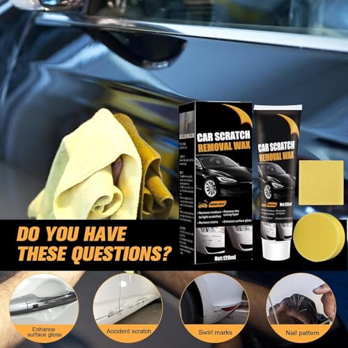 2PCS Car Scratch Remover Wax, Scratch Remover for Vehicles, 2026 Car Scratch Repair Paste Polishing Wax, Premium Car Scratch Remover Kit with Wipe & Sponge for Vehicles for Scratches