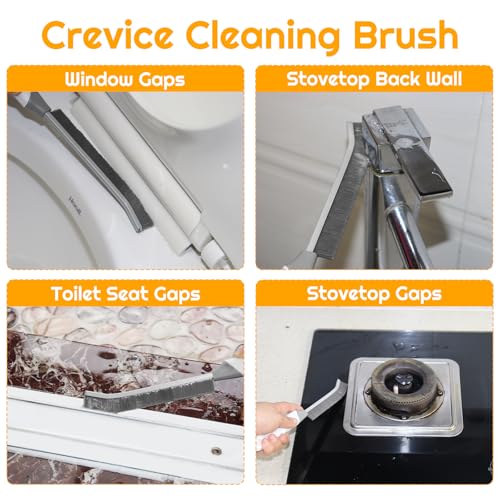 SUOXU Household Thin Cleaning Brushes,2pcs Hard Bristle Grout Scrub Brush Tool for Cleaning Tight Spaces in Home Kitchen Bathroom - color: White+grey×2