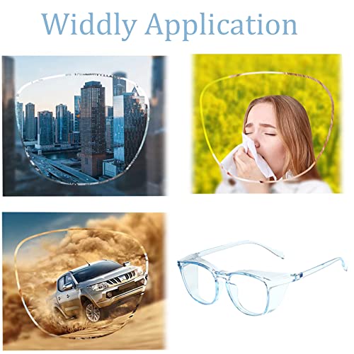 Safety Glasses for Men Women, Anti Fog Safety Goggles Comfortable Blue Light Blocking UV Protective Adult Nurse - color: Square Black Blue Grey 4pack
