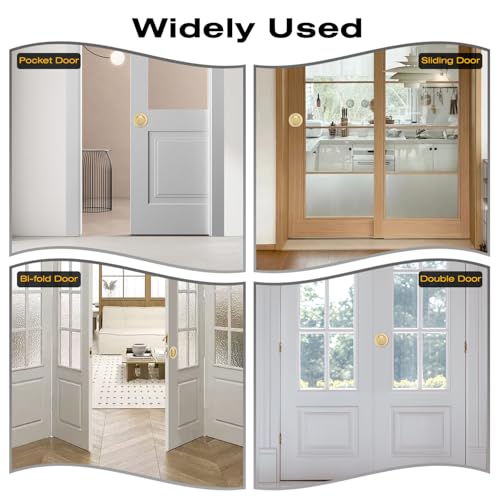 EHOMEWARE 1 Pack Brushed Gold Pocket Door Lock with Edge Pull, Satin Brass - color: Satin Brass, size: Privacy + Pull B