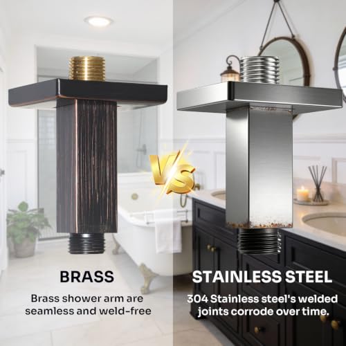 Enga Brass 3 Inch Ceiling Mount Shower Arm with Flange, Oil Rubbed Bronze - color: Oil Rubbed Bronze, style: 3 Inch