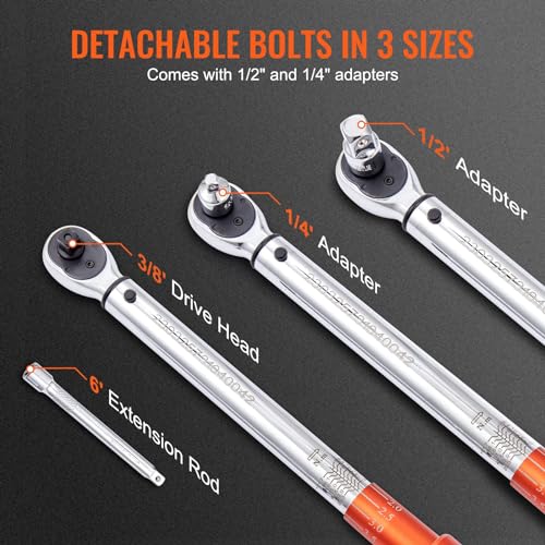 VEVOR Torque Wrench 3/8-inch Drive 10-80ft.lb/14-110n.m Click Torque Wrench - size: 3/8" 4 PCS
