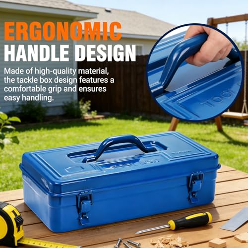 16 Inch Portable Steel Tool Box with Handle, Heavy Duty