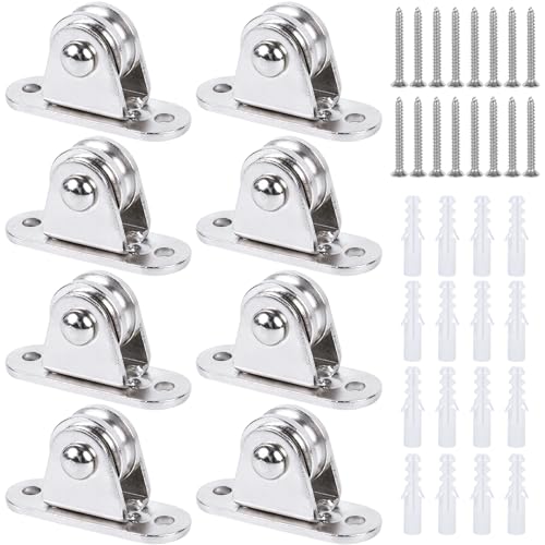 Small Pulley Block 1" Mini Duplex Pulley Roller Frictionless Silent Wheel Heavy Duty Fixed Pulley Loading 176 lb for Rope Cable Cord Guide & Wall Ceiling Mount DIY Project - 8 Pack - size: 8 Pack