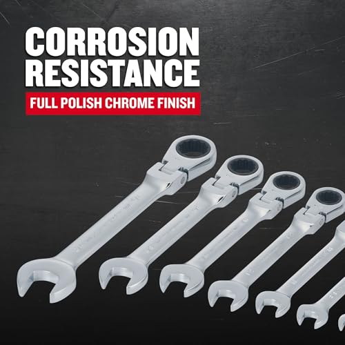 CRAFTSMAN 7-Piece SAE Flex Reversible 72-tooth Ratchet Set, Chrome Finish (CMMT87010)