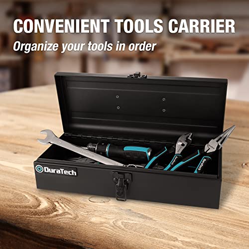 DURATECH 15" Metal Tool Box, Portable Steel Toolbox with Metal Latch