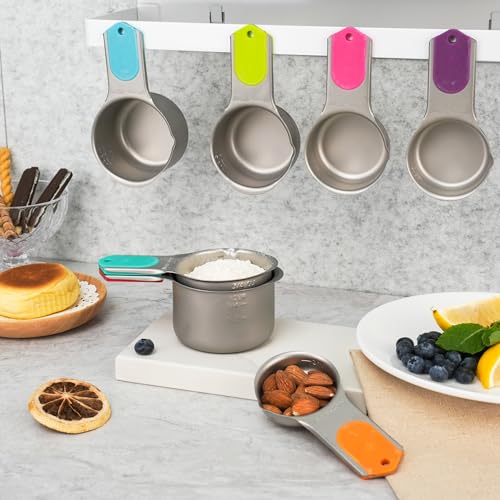 Magnetic Measuring Cups Set of 5, Stainless Steel Nesting Measuring Cups with Easy to Read Markings, Kitchen Gadgets for Cooking & Baking - style: Magnetic-5PCS
