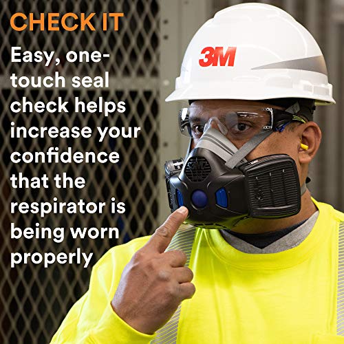 3M Reusable Respirator HF-802SD, Secure Click Half Face Respirator, Medium - style: Medium