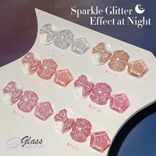 Double Rhythm 0.5Oz Glitter Gel Polish Shimmer Reflective Color for Nail Art Salon DIY Soak Off 15ml Nail Lamp Gel Polish at Home (Fairy Sparkle Silver-B1170) - color: Blossom Sparkle Silver