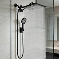 12 Inch Shower Head, Rain Shower Head with Adustable Extension Arm, Detachable Matte Black Rina Shower Head with Handheld Spray, High Pressure Shower Hose with Holder in Bathroom(Black) - color: Black, size: 12 Inch