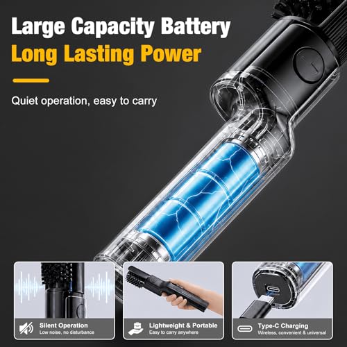 Electric Grill Brush Rechargeable BBQ Cleaning Brush with Rotating Power Scrubber Replaceable Bristle Heads Heavy Duty Grill Cleaner for Outdoor Grill Oven Grates Cast Iron