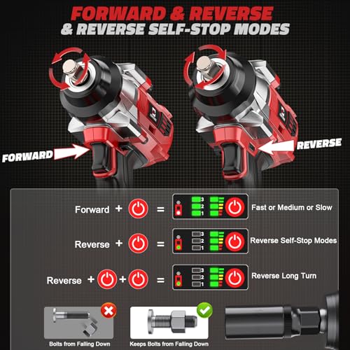 Cerycose Cordless Impact Wrench 1/2 inch Compatible with Milwaukee 18v Battery Brushless High Torque Impact Driver Gun with 1000 Ft-lbs Torque, LED Work Light, Ergonomic Design Heavy-Duty - size: 1/2inch, style: Fit with Milwaukee(1000FT-lbs)