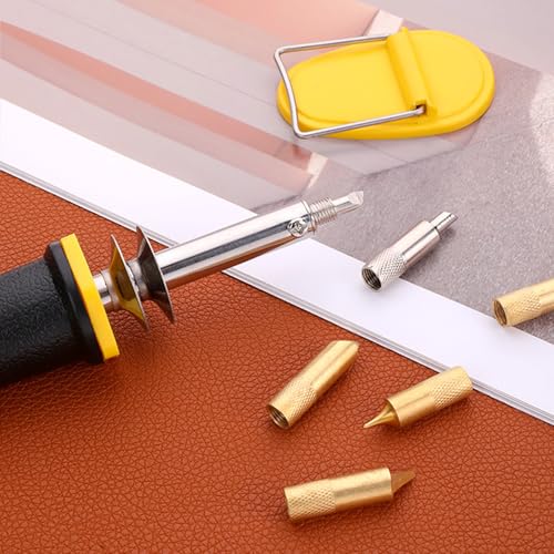 KIDENEI 36 PCS Leather Craft Set with Leather Pyrography Pen, Leather Stamping Tools Leather Carving Set Include Wood Burning Kit, Stamp Punch Set and Adjustable Swivel Knife for Leather Crafting - color: 36 Pcs