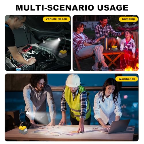 LED Rechargeable Work Light Compatible with Dewalt 20V Battery - 30W 9000LM - color: Black