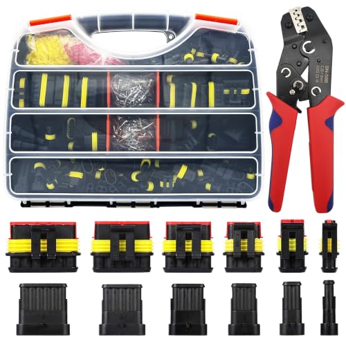 64 Kit 1/2/3/4/5/6 Pin Automotive Waterproof Wire Connector with Crimper - color: 1-6pin/64kit With Crimper