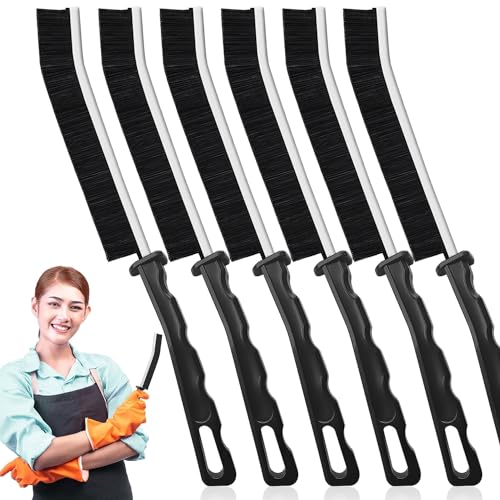 Commercial-Grade Crevice Cleaning Brush Set, Ultra-Stiff Heavy-Duty Gap Scrubber Tools for Window Tracks & Bathroom Grout, Professional Detailing Arsenal & Home Essentials Gift (black-6pcs) - color: Black-6pcs