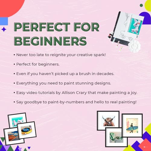 Painting4Real DIY Painting Class Kit for Adults with Video Tutorials: Learn to Paint Frankenstein – How to Paint with Acrylics – Painting & Art Supplies – 9 Piece Acrylic Paint Set - color: Monster Frankestein