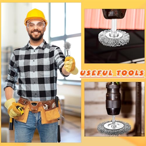 18 Pcs Stainless Steel Wire Wheel Brush Set for Drill Hex Shank Kit Coarse Carbon Pen Wire Wheel Power-Operated Grinders Detail Rust Paint Removal