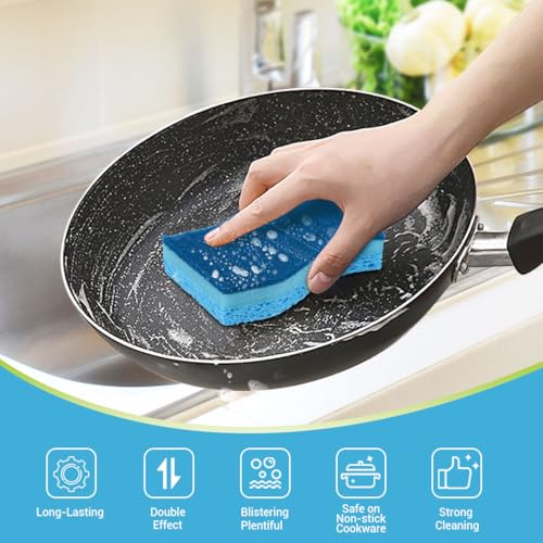 AIDEA Sponges Kitchen, Non-Scratch Scrub Sponge,12Count, Sponge for Dishes - color: Light-blue