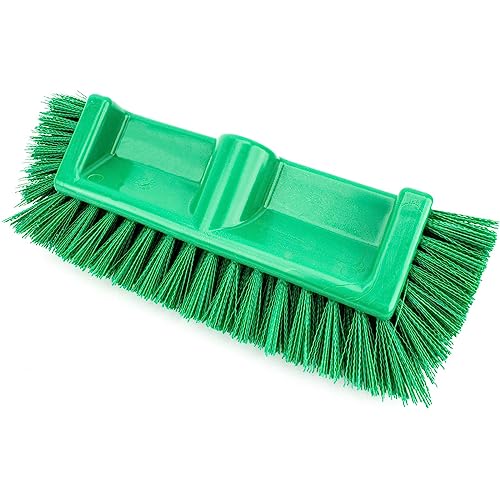 SPARTA Multi-Level Tile Scrub Brush 12" Wide Brush Head, Heavy-Duty Tile Cleaning Brush with End Bristles for Commercial Tiles, Tubs and Floor, Plastic, 12 Inches, Green - color: Green