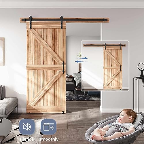 EaseLife 6.7FT Sliding Barn Door Track and Handle Hardware Kit, Straight Pulley,Slide Smoothly Quietly,Easy Install (6.7FT Track Kit for 36"~40" Wide Single Door) - size: 6.7 FT-Single Door Kit